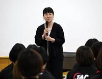 　柔道女子日本代表の強化合宿で講演を行った谷亮子さん