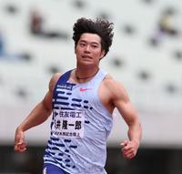　男子１００メートル決勝で優勝した坂井隆一郎（撮影・中田匡峻）