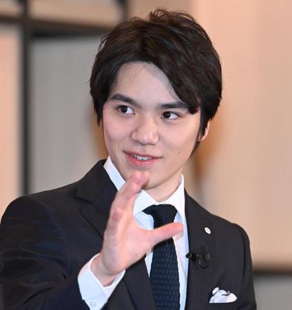 　競技生活を振り返る宇野昌磨（撮影・棚橋慶太）