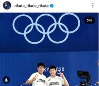 　東京五輪での玉井陸斗（右）。インスタグラム＠ｒｉｋｕｔｏ＿ｒｉｋｕｔｏ＿ｒｉｋｕｔｏより