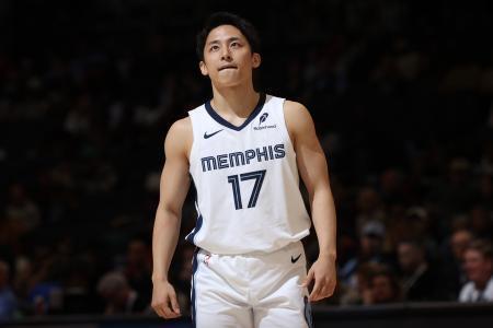 　本拠地メンフィスでヒートとのオープン戦最終戦に出場した河村勇輝＝１８日（ＮＢＡＥ提供・ゲッティ＝共同）