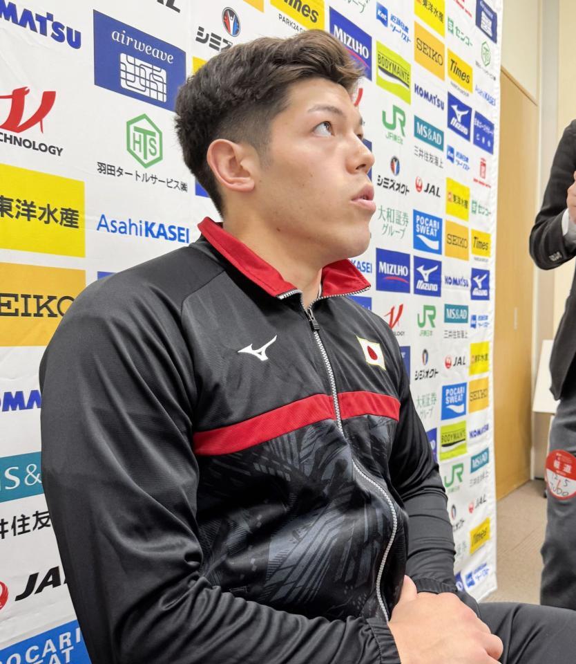 　ＧＳ東京大会を前に取材に応じた村尾三四郎