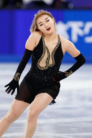 　女子フリーで演技する坂本花織