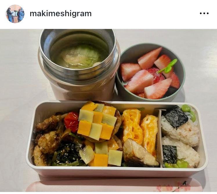 　ハンバーグの上がパッチワーク♥９日付の「まき」さんのインスタグラム＠ｍａｋｉｍｅｓｈｉｇｒａｍより