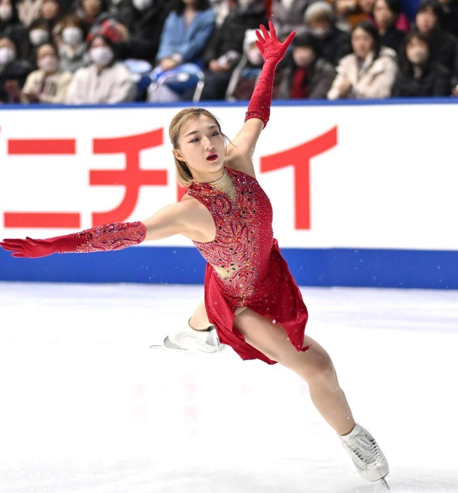 　女子ＳＰで演技を披露する坂本花織