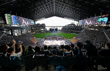 　エスコンフィールド北海道で行われたバスケットボールＢリーグ１部の北海道-三河戦＝２８日、北海道北広島市