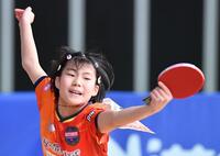 　ジュニア女子準々決勝でプレーする松島美空（撮影・開出牧）