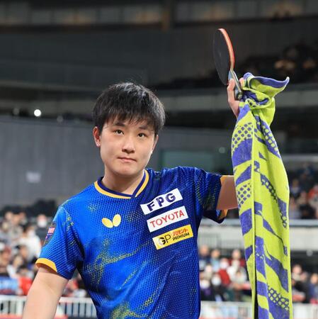 ストレート勝ちで準決勝進出を決めた張本智和（撮影・金田祐二）