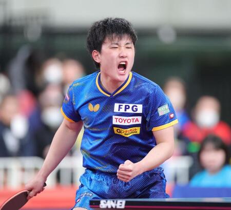 ストレート勝ちで準決勝進出を決めた張本智和（撮影・金田祐二）