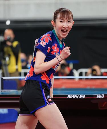 決勝進出を決めた早田ひな（撮影・金田祐二）