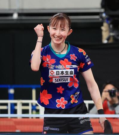 　決勝進出を決めた早田ひな（撮影・金田祐二）