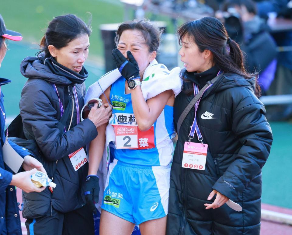 　２位でフィニッシュした小林香菜（撮影・石湯恒介）