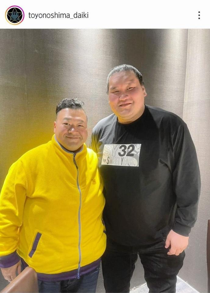 　豊ノ島のインスタグラム（ｔｏｙｏｎｏｓｈｉｍａ＿ｄａｉｋｉ）より