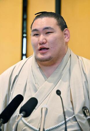 　大相撲春場所の番付が発表され、記者会見する新横綱の豊昇龍