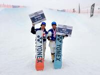 　全日本選手権を制した男子の平野流佳（右）と、女子の冨田せな