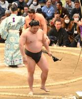 　豊昇龍に首投げで敗れた若元春（撮影・西田忠信）