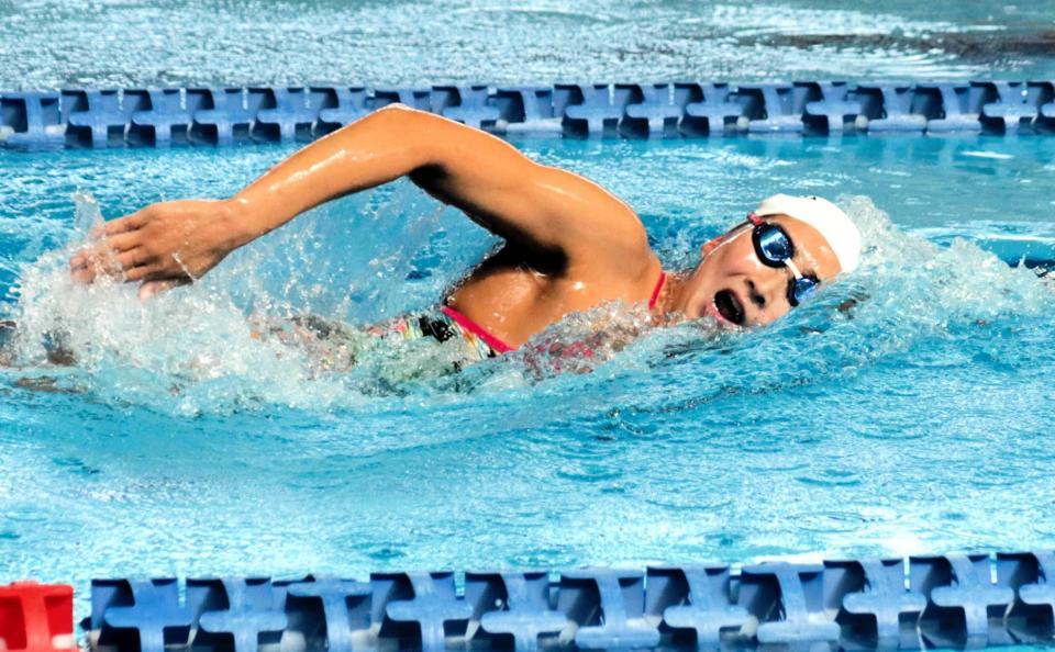 　練習を報道陣に公開した池江