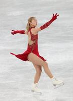 　華麗な演技を披露する坂本花織（撮影・佐々木彰尚）