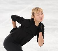 　練習に励む坂本花織（撮影・佐々木彰尚）