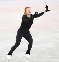 　練習に励む坂本花織（撮影・佐々木彰尚）