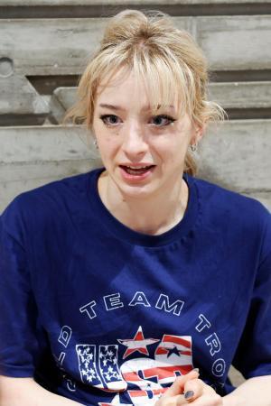 　取材に応じるフィギュアスケート女子のアンバー・グレン選手＝２０日、東京都内