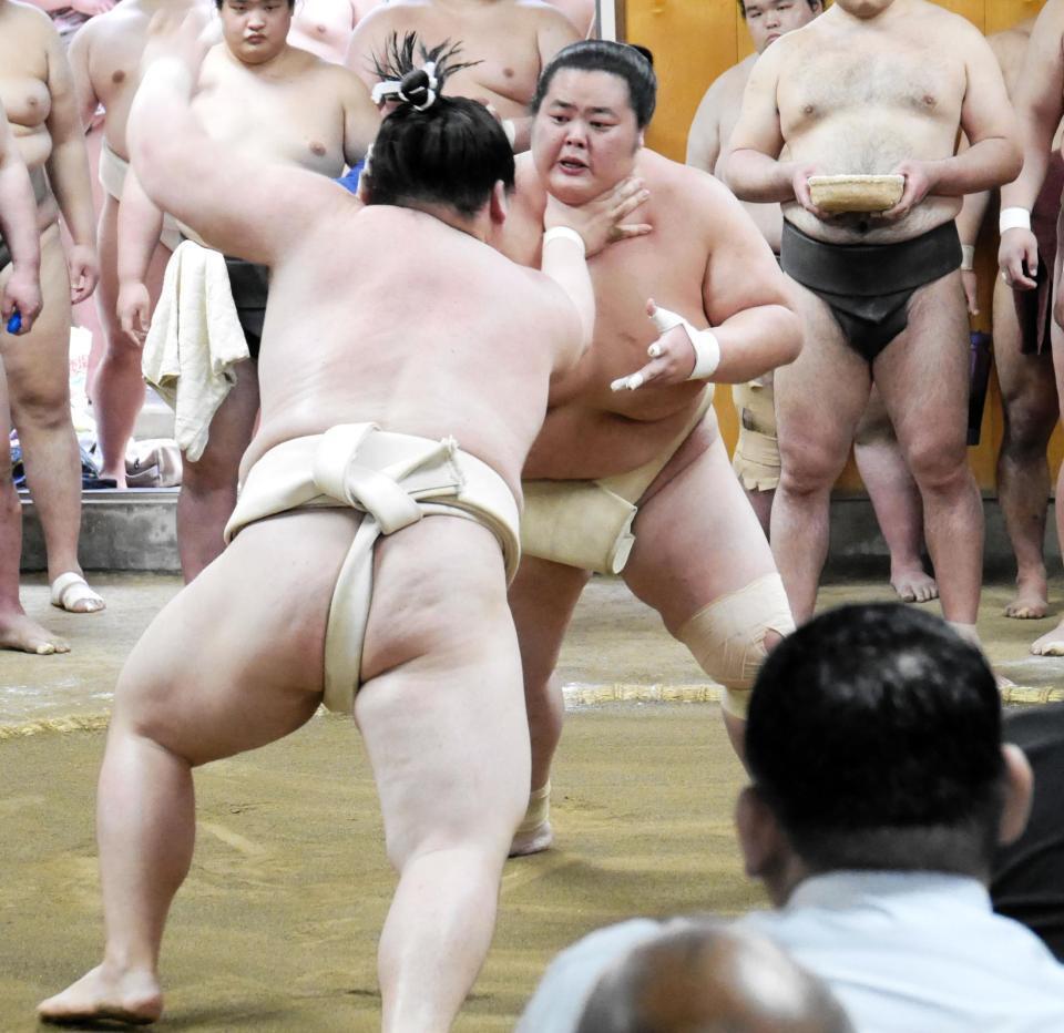 　相撲を取る稽古を再開した琴桜