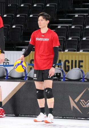 　前日練習に参加したサントリー・高橋藍