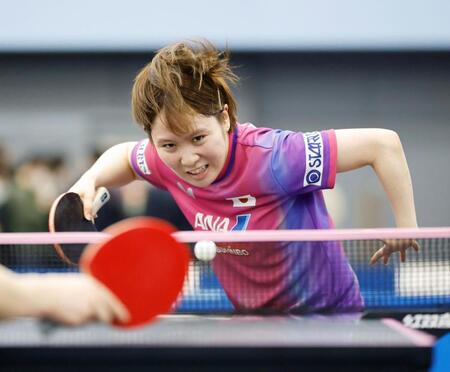 　世界選手権に向け練習する平野美宇