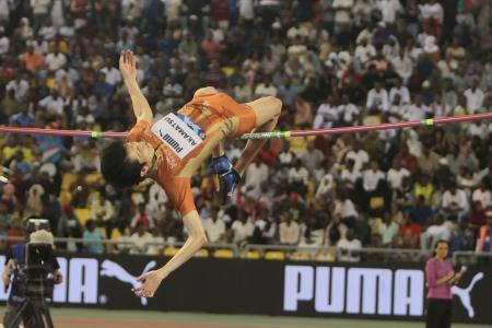 　走り高跳びで２位だった赤松諒一＝１６日（ＡＰ＝共同）