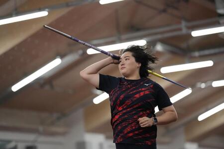 　練習に臨む北口榛花（代表撮影）