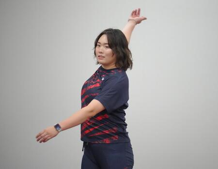 　トレーニングする北口榛花（代表撮影）