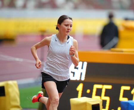 　トレーニングするドルーリー朱瑛里（代表撮影）