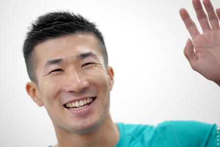 　笑顔を見せる桐生祥秀（代表撮影）