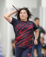 　トレーニングする北口榛花　（代表撮影）