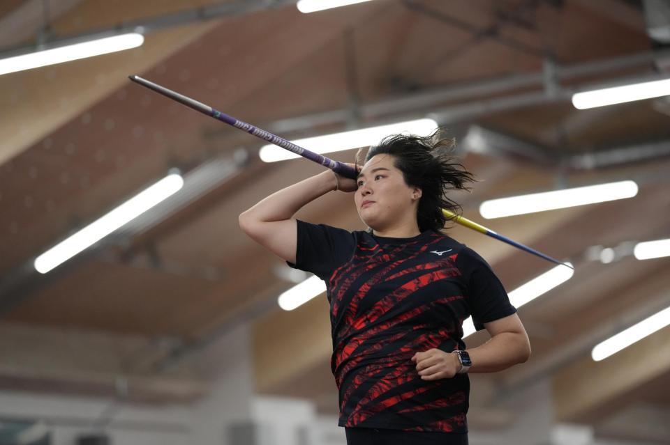 　練習に臨む北口榛花（代表撮影）