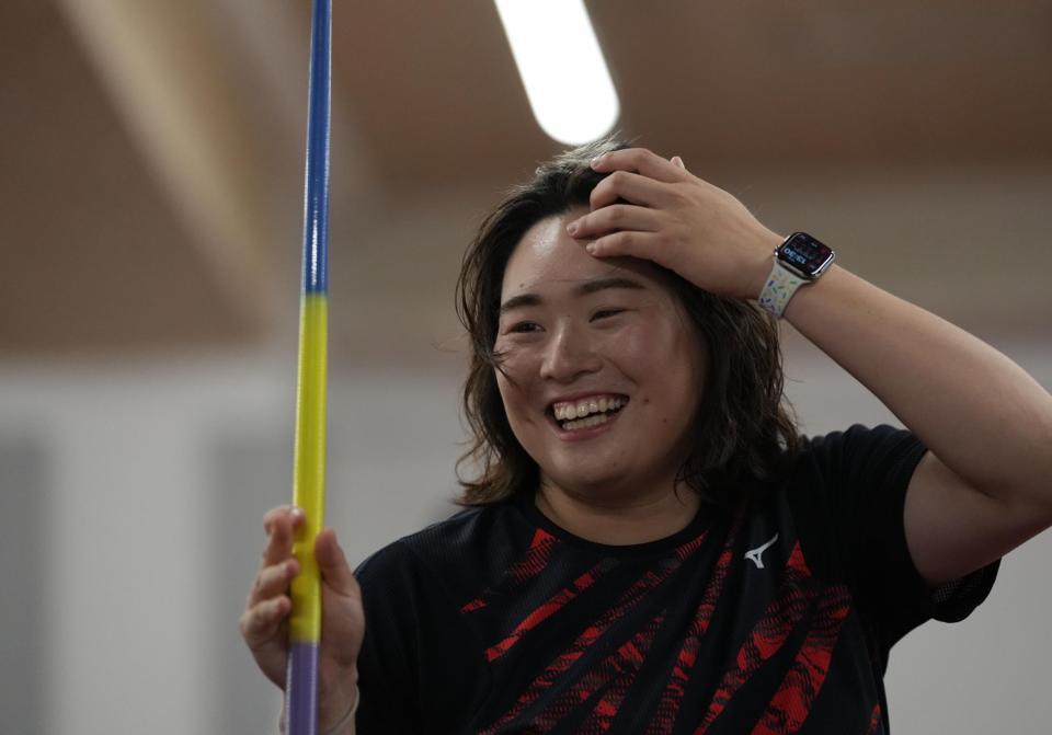 　練習に臨む北口榛花（代表撮影）