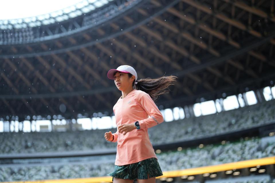 　練習に臨む田中希実（代表撮影）