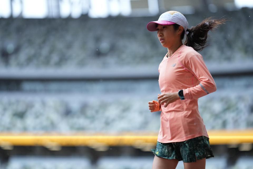 　練習に臨む田中希実（代表撮影）