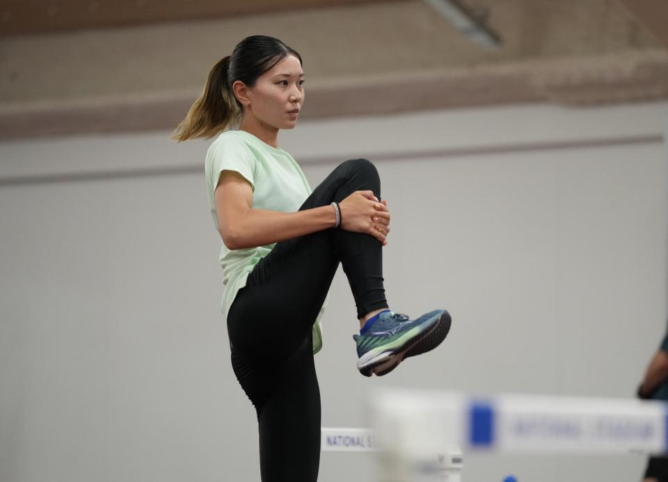 　練習に臨む高橋渚（代表撮影）