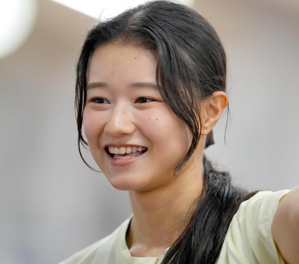 　笑顔を見せる田中佑美（代表撮影）