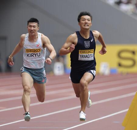 　男子１００ｍで優勝した柳田大輝
