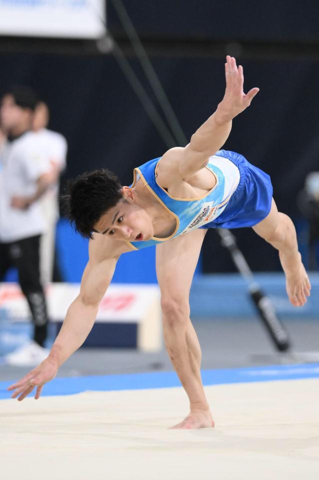 　橋本大輝のゆかの演技（撮影・堀内翔）