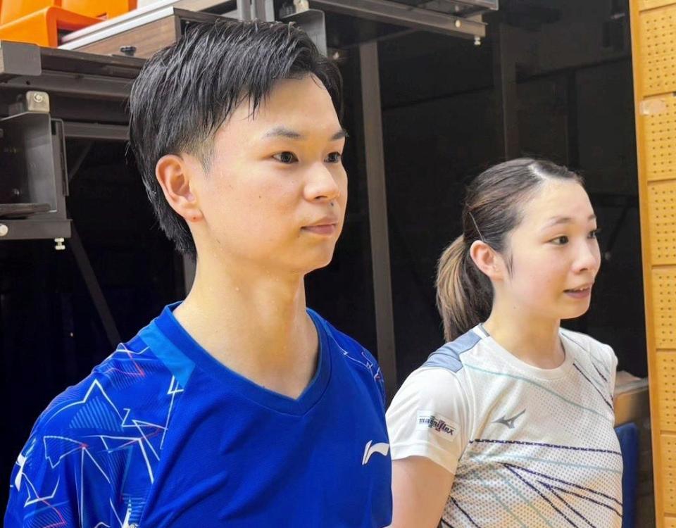 　日本ランキングサーキット大会で１回戦を突破した渡辺勇大、松友美佐紀ペア