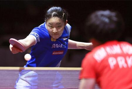 　女子シングルス３回戦を突破した張本美和（共同）