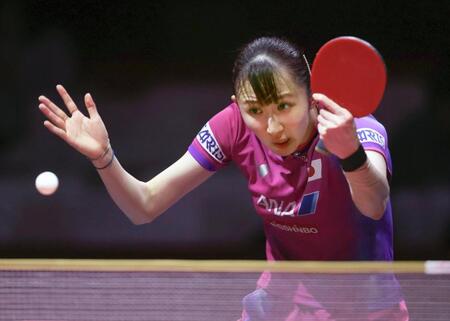 女子シングルス３回戦を突破した早田ひな＝ドーハ近郊（共同）