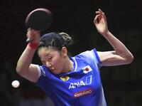　女子シングルス３回戦を突破した張本美和（共同）