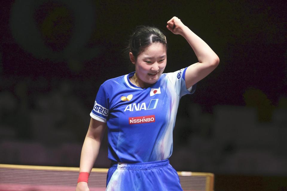 　女子シングルス３回戦を突破した張本美和（共同）