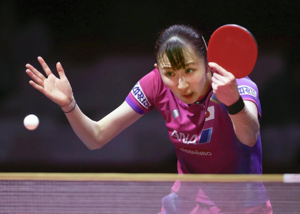 女子シングルス３回戦を突破した早田ひな＝ドーハ近郊（共同）