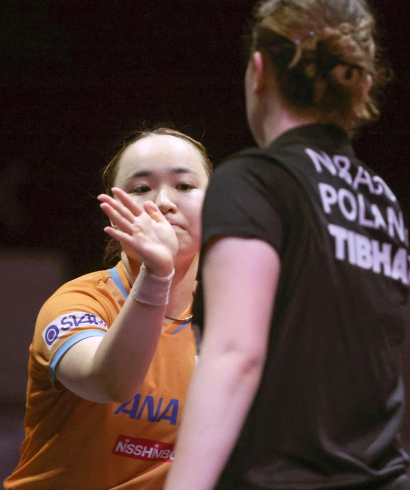 　女子シングルス３回戦を突破した伊藤美誠（共同）