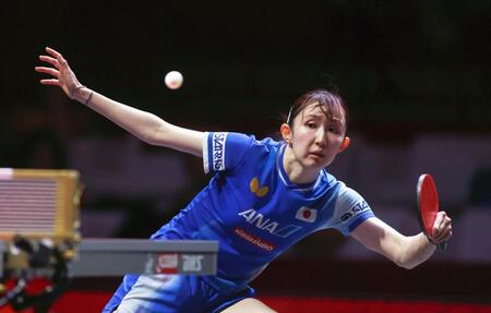 　女子シングルス４回戦を突破した早田ひな（共同）